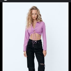 ZARA Ring detail crop shirt